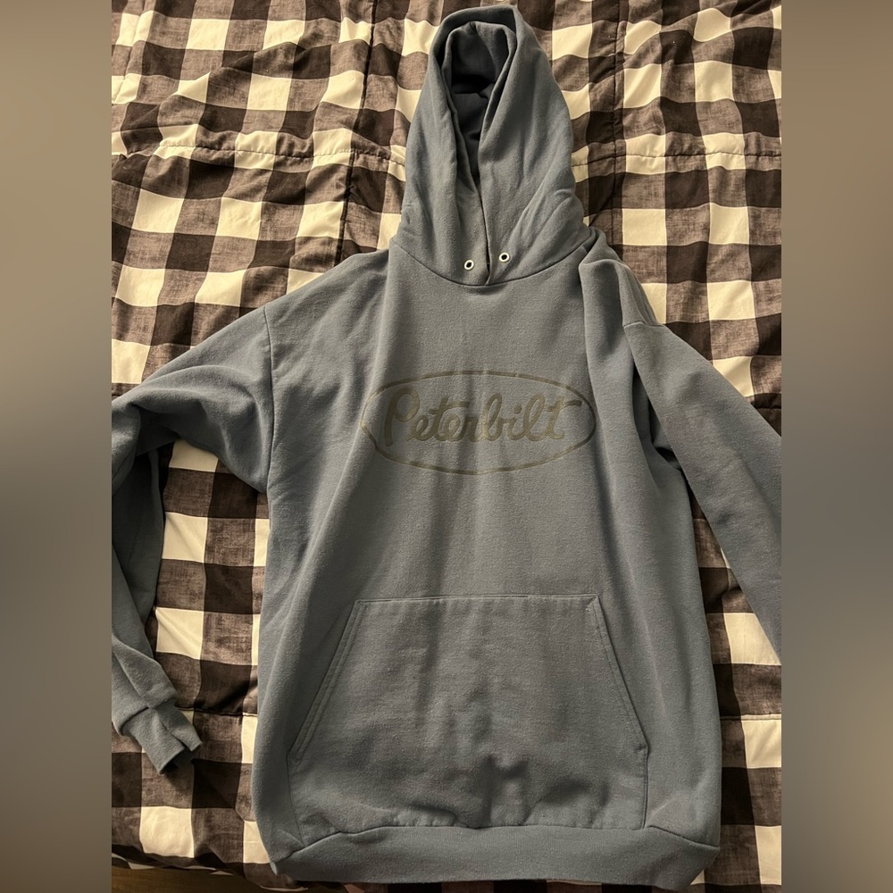 Hooded Peterbilt sweatshirt.